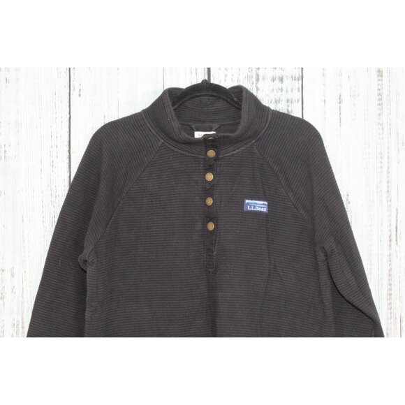LL Bean Lakewashed Double Knit Quarter Snap Sweater Classic Navy Large - Picture 2 of 11